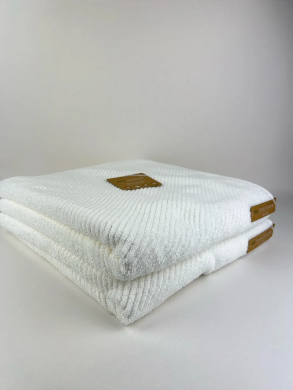 Eco Melange Bamboo Bath Towels White Soft Cotton Rayon Absorbent 2 Pc Set NEW